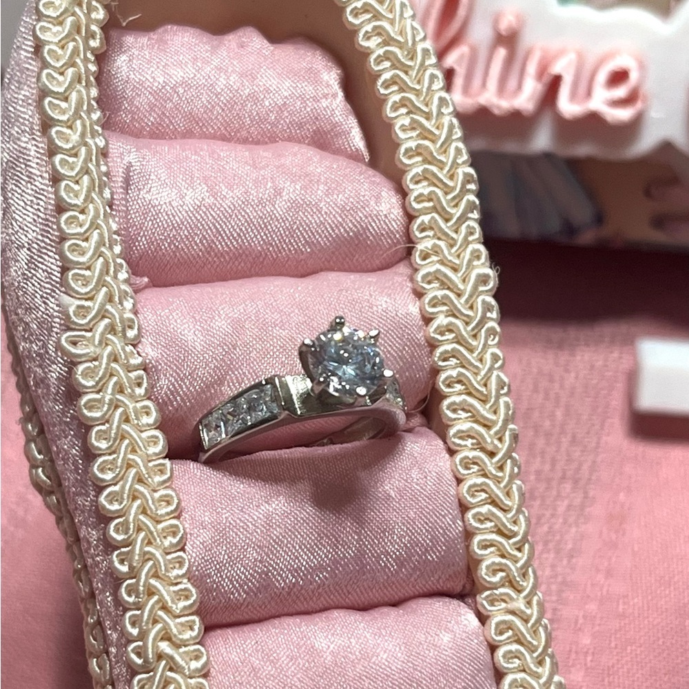 Sterling Silver Elevated Solitaire Engagement Rin… - image 2